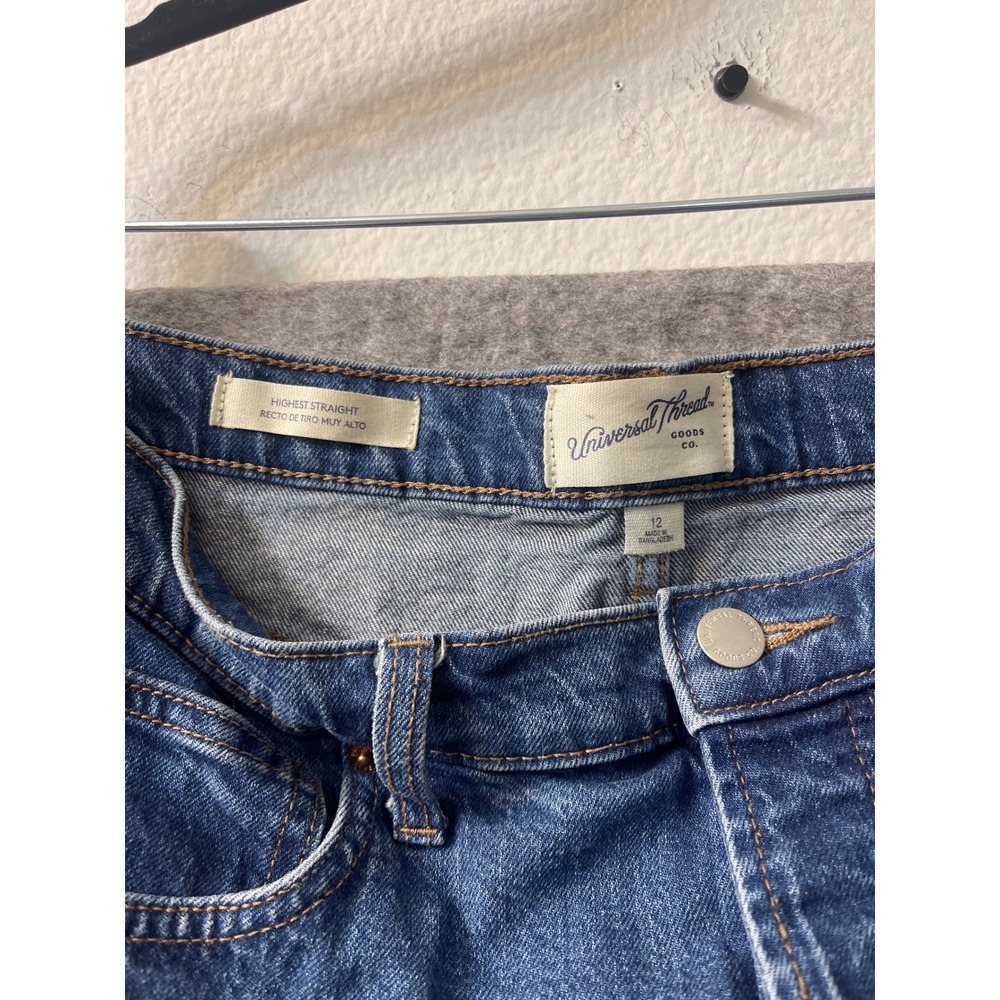 Universal Thread Highest Straight Jeans Medium Wash Button Fly Size 12 Womens - Picture 7 of 15